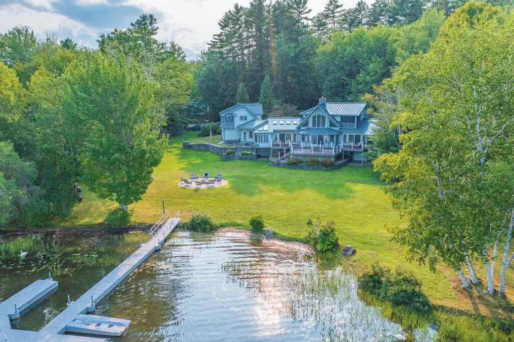 The property at 17 Point Road seen from out on Wilson Lake