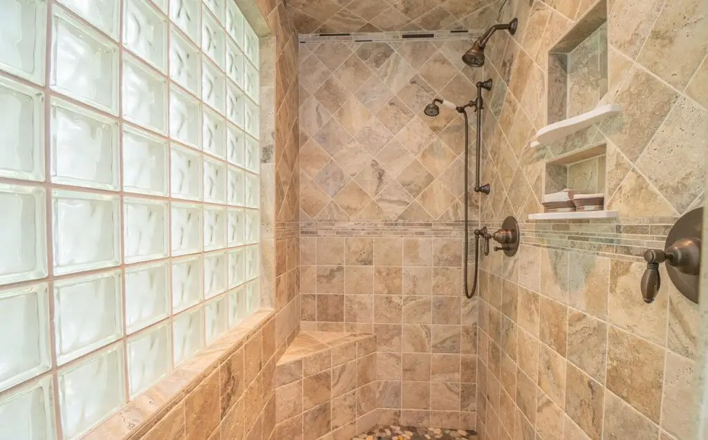 Bathroom with tiled walk-in shower