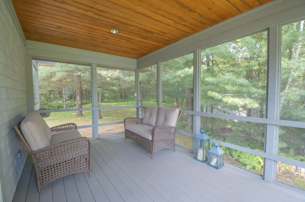 Screened porch at 17 Point Road overlooking Wilson Lake