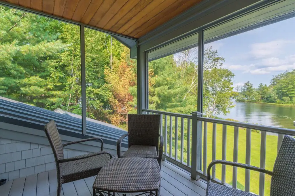 View of Wilson Lake from inside the screened porch