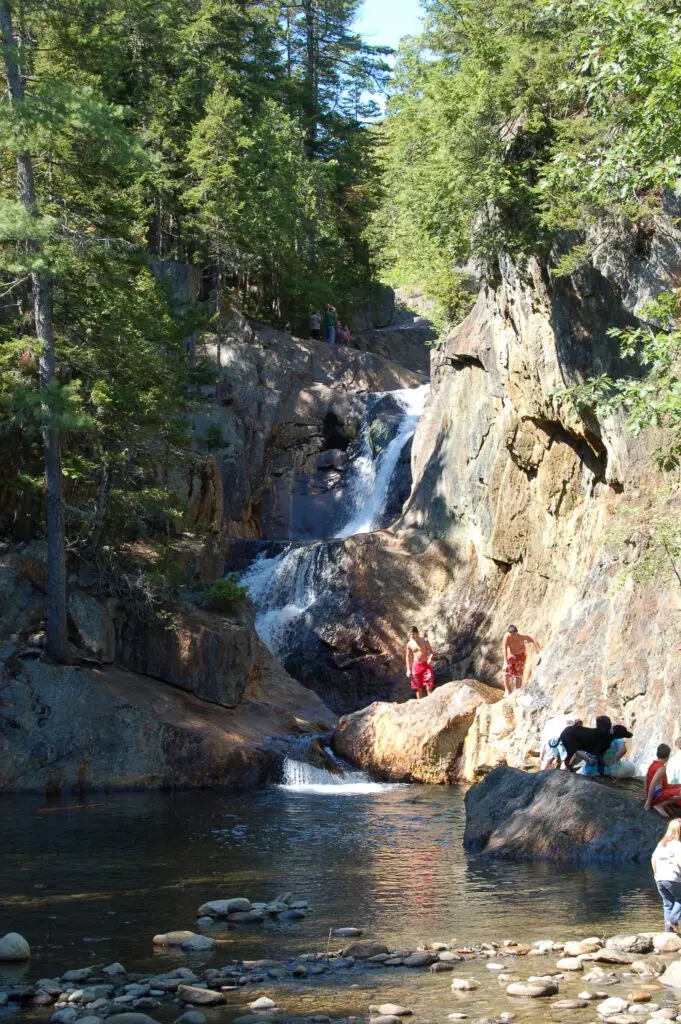 Water cascading through the gorge at Smalls Falls on Route 4 south of Rangeley, Maine
